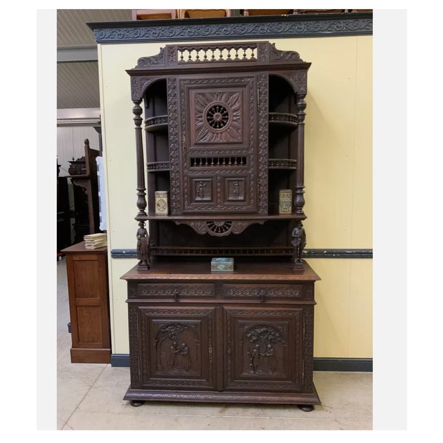 Brown Antique Breton Top Buffet, 1880 For Sale - Image 8 of 8