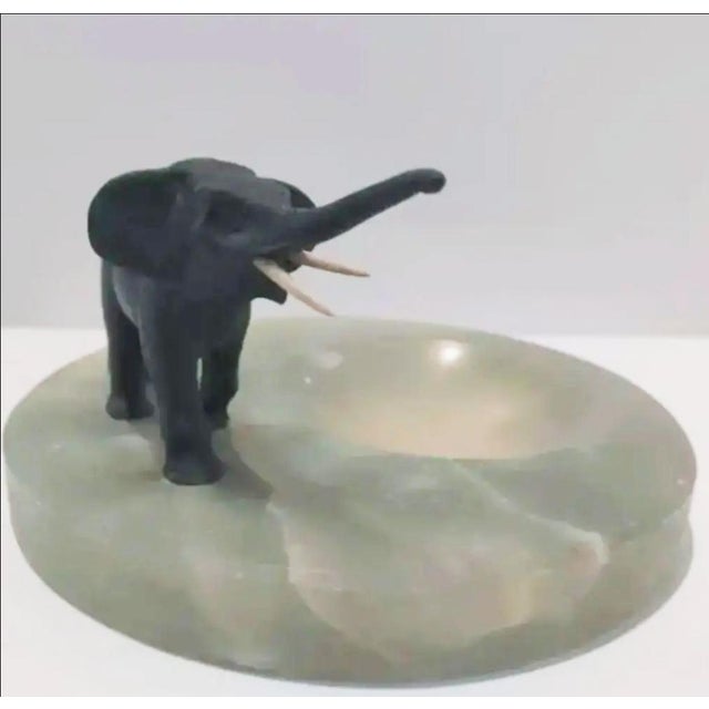 Green Vienna Austrian Bronze Elephant on Green Onyx Marble Tray, Circa 1920s For Sale - Image 8 of 9