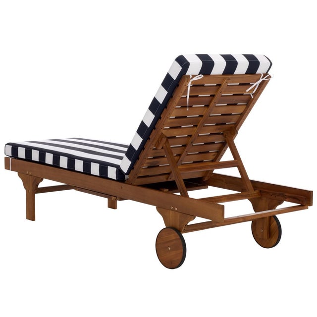 Spritely Home Newport Chaise Lounge, Navy Stripe For Sale - Image 4 of 13
