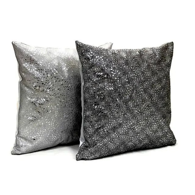 Black Contemporary Kravet Style Italian Croc Print Faux Leather Pillow Cover For Sale - Image 8 of 13