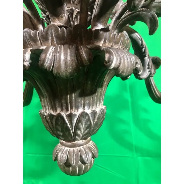 Vintage Italian Hand Carved 2 Tier Chandelier With 12 Lights For Sale - Image 9 of 12