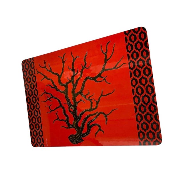 Italian Italian Lacquered Coral-Motif Placemats - Set of 6 For Sale - Image 3 of 11