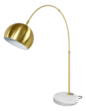 Mid-Century Brass Arc Floor Lamp with Marble Base