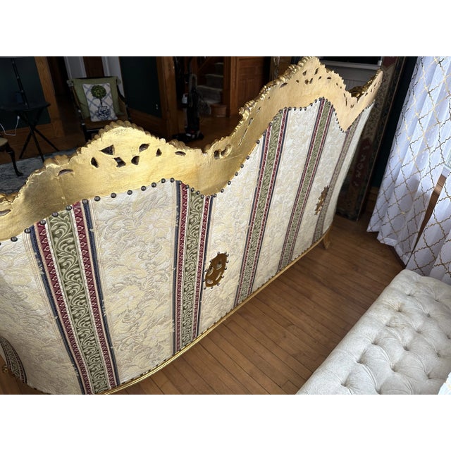 Mid 20th Century Vintage High Back Baroque Highly Carved Gold Gilt Sofa For Sale - Image 9 of 11