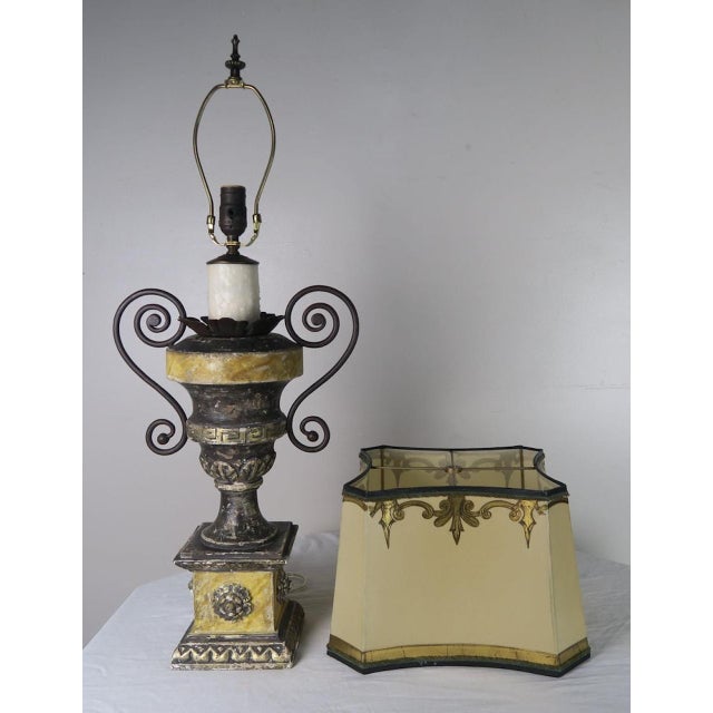 Neoclassical Neoclassical Style Carved Urn Lamps With Parchment Shades, a Pair For Sale - Image 3 of 8