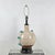 Monumental cream and turquoise glazed ceramic lamp. Base only; no shade. The height listed (36 in.) is to the top of the...