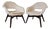 Vintage Shell Armchairs in White Curly Fabric by Miroslav Navratil for Cesky Nabytek, Czech, 1960s, Set of 2 For Sale