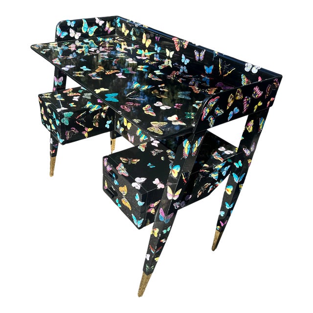 Gio Ponti and Fornasetti Butterfly Desk For Sale