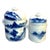 Blue/White Hand-Painted Asian Ceramic Canisters Set of Two For Sale