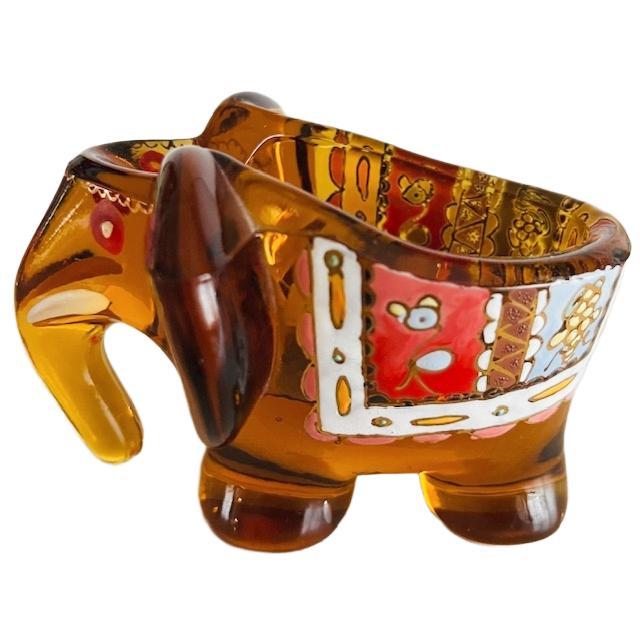 Purple Vintage Amber Glass Decorative Elephant Pipe Holder from Moser Royo, 1930s For Sale - Image 8 of 8