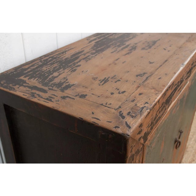 Teal Vintage Teal & Black Asian Cabinet For Sale - Image 8 of 9