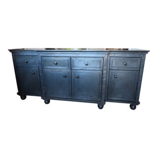 Zinc Metal Wrapped Wood Credenza For Sale