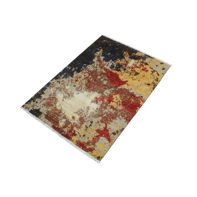 Shabby Chic Shabby Chic Ziegler Black/Orange Wool & Silk Rug - 3'11'' X 5'9'' For Sale - Image 3 of 10