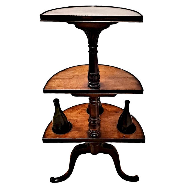 Traditional 19th-Century Georgian Three-Tier Demilune Mahogany Wine Butler or Plant Stand For Sale - Image 3 of 5