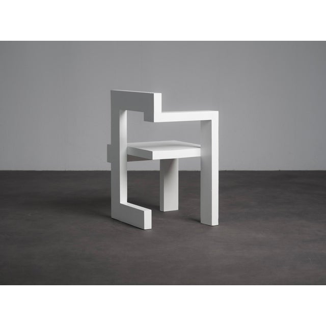 1970s Vintage Dutch Asymmetrical Wooden Chair by Gerrit Thomas Rietveld, 1970s For Sale - Image 5 of 9