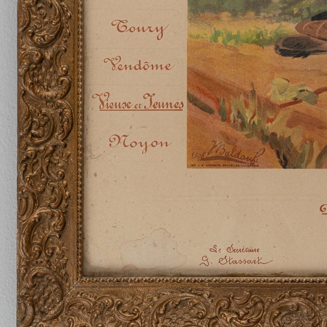 20th Century Belgian Artwork With Wooden Frame For Sale - Image 12 of 18