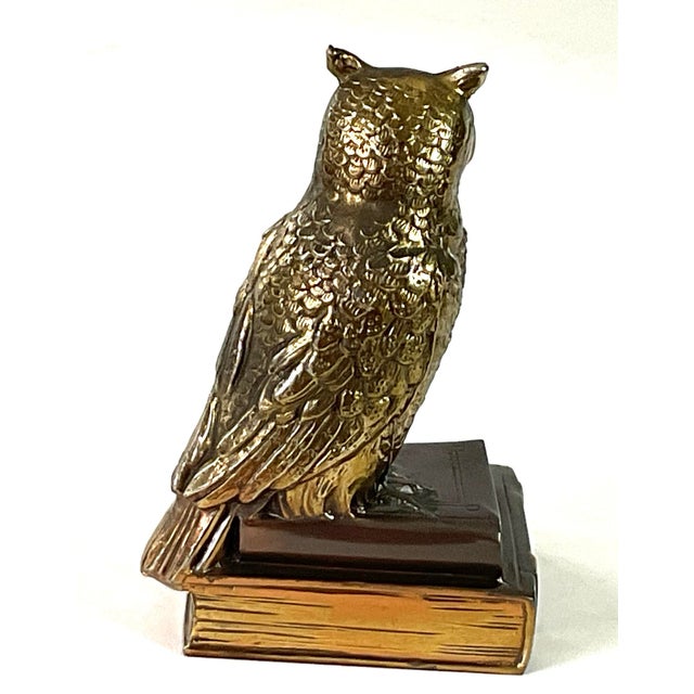 Mid 20th Century McM- 6.5” High-Cast Brass Owl-by Pm Craftsman For Sale - Image 5 of 6