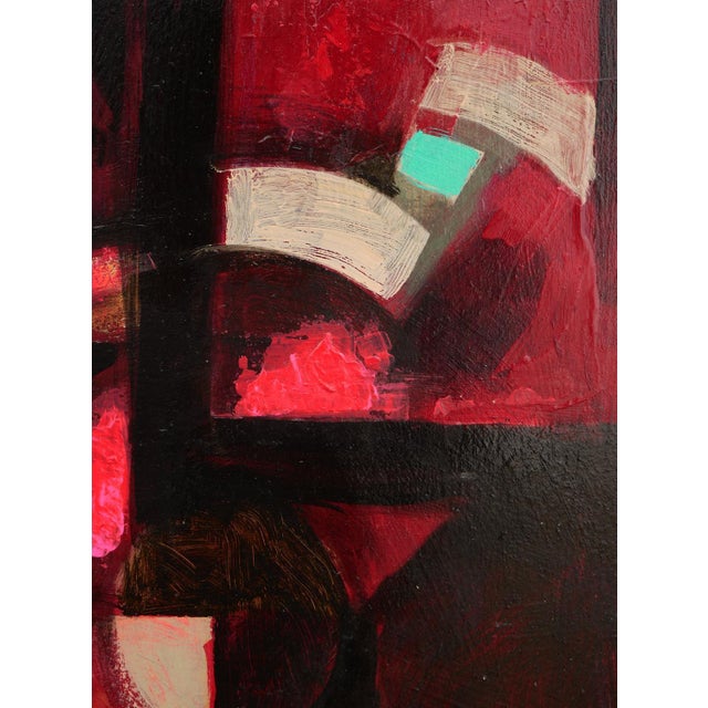 David Adickes "Red and Black Cubist with White" Modern Red-Toned Abstract Geometric Painting, 20th Century For Sale - Image 9 of 10