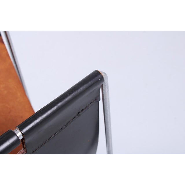 Metal Chrome Steel and Black Leather Magazine Rack from Brabantia, 1960s For Sale - Image 7 of 13