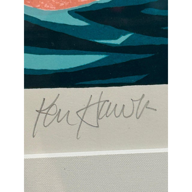 Late 20th Century Vintage Ken Hawk Coastal Lithograph in White Frame For Sale - Image 5 of 7