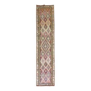 Vintage Zabihi Collection Long Geometric Turkish Runner - 3'3" x 15' For Sale