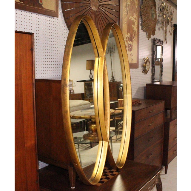 Mid Century Modern Dual Interlocking Oval Gold Frame Mirror Chairish