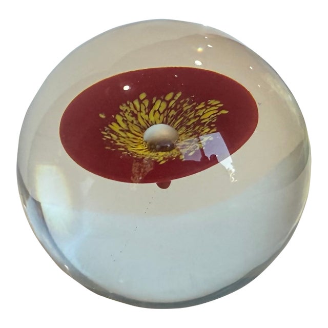 Post-Modern Remembrance Day Poppy Art Glass Paperweight / Sculpture by Svoboda Karlov For Sale