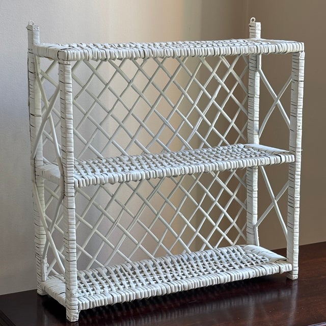 Mid-20th Century White Wicker Hanging Wall Shelf For Sale - Image 11 of 11