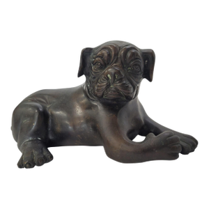 Antique Solid Bronze Bulldog Sculpture, Late 19th–Early 20th Century