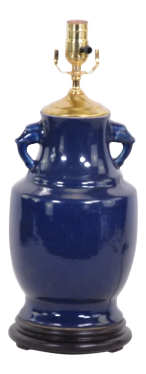 Chinese Blue Glaze Vase Table Lamp at the End of the 19th Century