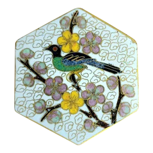 Chinese Vintage Cloisonne Exotic Bird Fine Enamel Hexagon Box