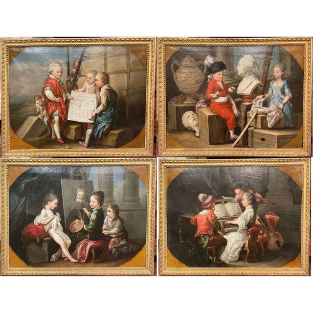 18th Century French “Four Arts” Allegorical Paintings After Carle Van Loo For Sale - Image 18 of 18