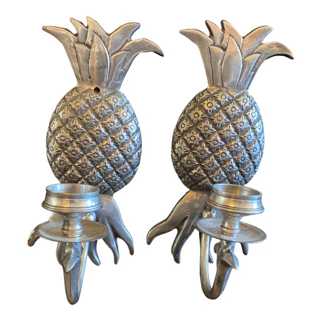 1970s Pineapple Pewter Sconces - a Pair For Sale