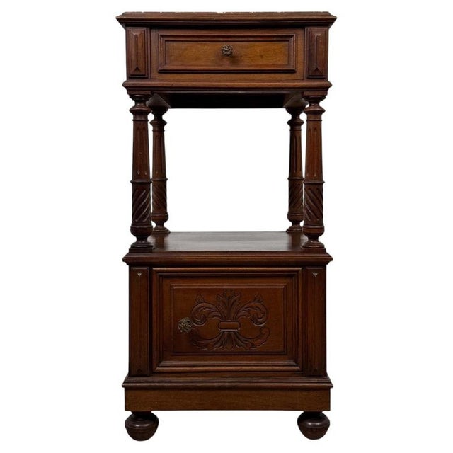 19th Century French Walnut Cabinet with Marble Top For Sale - Image 11 of 13