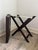 1980s Dark Wood Folding Butler Tray Table Woven Bamboo Inlay Removable Serving Tray For Sale In Baton Rouge - Image 6 of 13