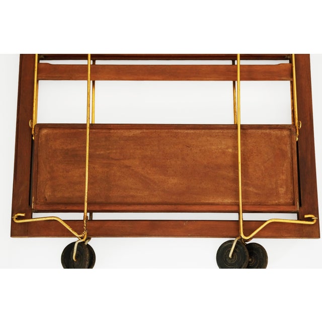 Serving Bar Cart in Wood and Brass by Marie-Françoise Mondineu for Bocado, France, 1950 For Sale - Image 11 of 14