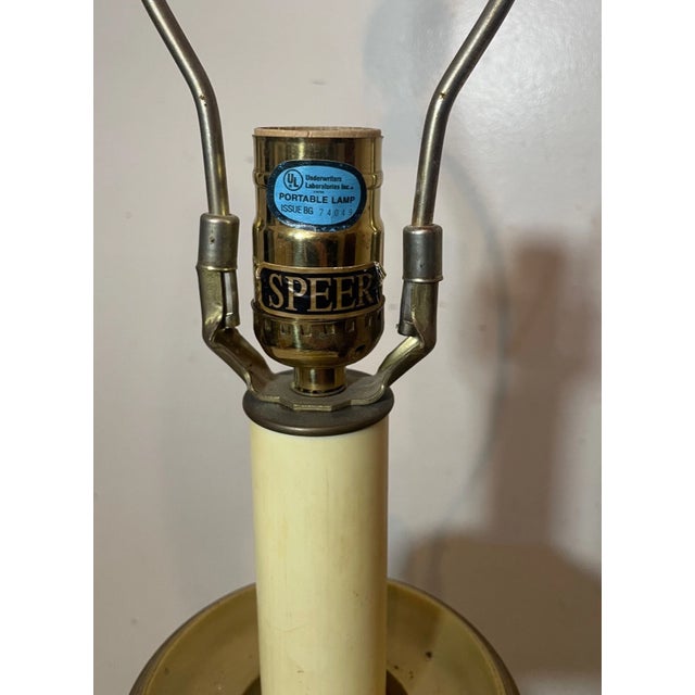 1980s Huge Large Vintage High Quality Speer Brass Bronze Marble Electric Table Lamp For Sale In New York - Image 6 of 12