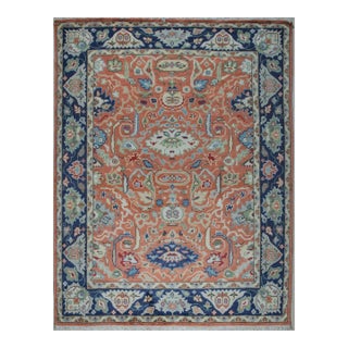 8x10 Rust Traditional Floral Oushak Hand Knotted Wool Carpet Rug For Sale