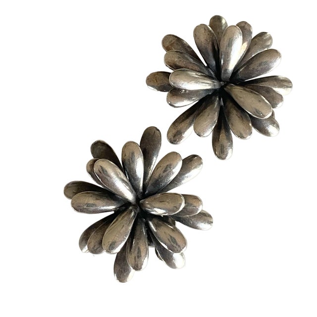 Sterling Silver Floral Earrings by S. Christian Fogh (Denmark) For Sale