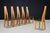 Sculptural Elm and Black Leather Dining Chairs, France, 1970s, Set of 6 For Sale - Image 4 of 17