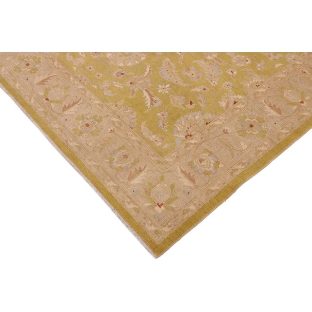 Shabby Chic 1980s 1980s Boho Chic Sun Faded Green/Brown Hand Knotted Wool Rug - 9'1" X 11'11" For Sale - Image 3 of 10