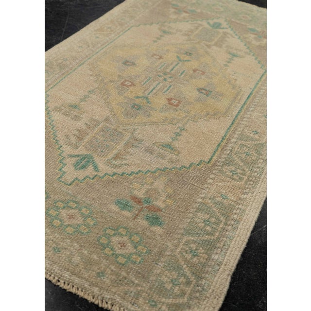 Textile Turkish Mini Rug Oriental Hand Knotted Vintage Rug 1'11" x 3'1" #21050 For Sale - Image 7 of 8