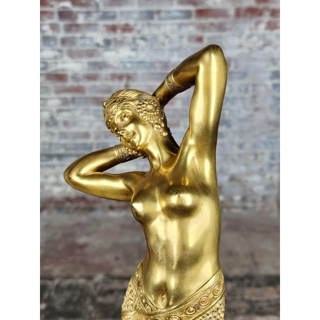 1920s Original 1920s French Art Deco Gilt Bronze Sculture For Sale - Image 5 of 11