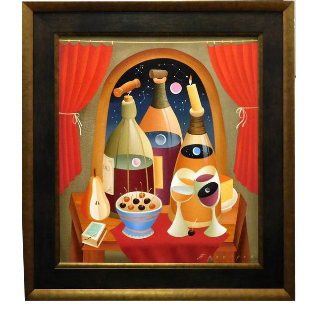 Anton Arkhipov "Drink Wine" Original Oil Painting on Canvas For Sale