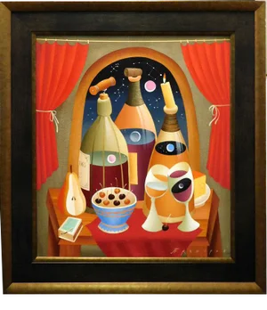 Anton Arkhipov "Drink Wine" Original Oil Painting on Canvas