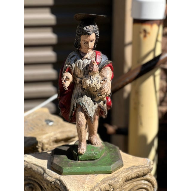 Antique Wooden Saint Statue Santos For Sale - Image 9 of 9