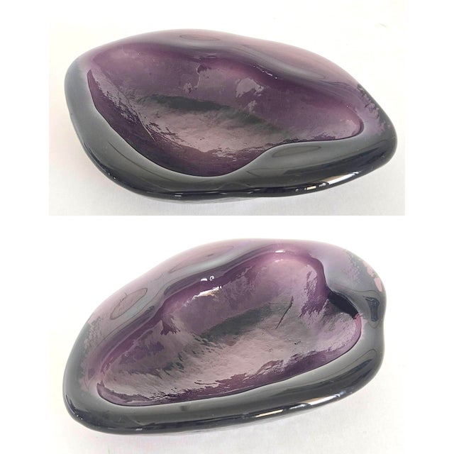 Vintage 1950s Blenko Glass Free Form Amoeba Dish Designed by Winslow Anderson For Sale In Miami - Image 6 of 12