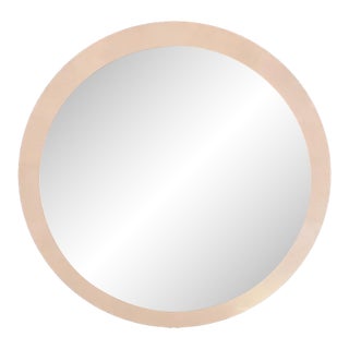 Monumental 44” Round Postmodern White Laminate Wall Mirror, 1980s For Sale