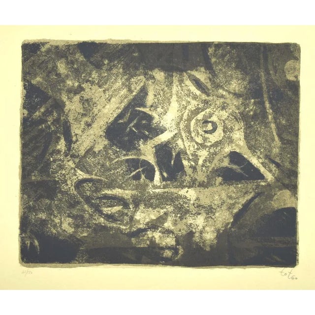 Composition is an original modern artwork realized by the Hungarian artist Amerigo Tot (Fehérvárcsurgó, 1909 - Rome, 1984)...