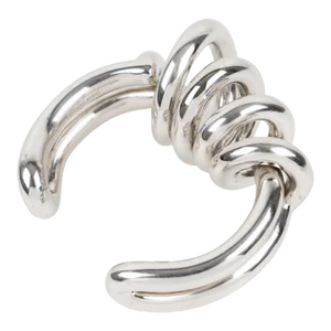 Paco Rabanne Futuristic Chrome Metal Cuff Bracelet Bangle